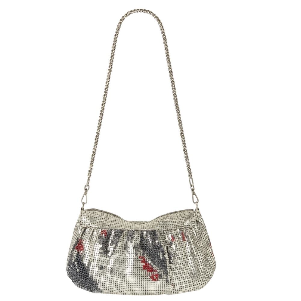 Women's Silver Metallic Mesh Chain Shoulder Evening Prom Purse Handbag OS